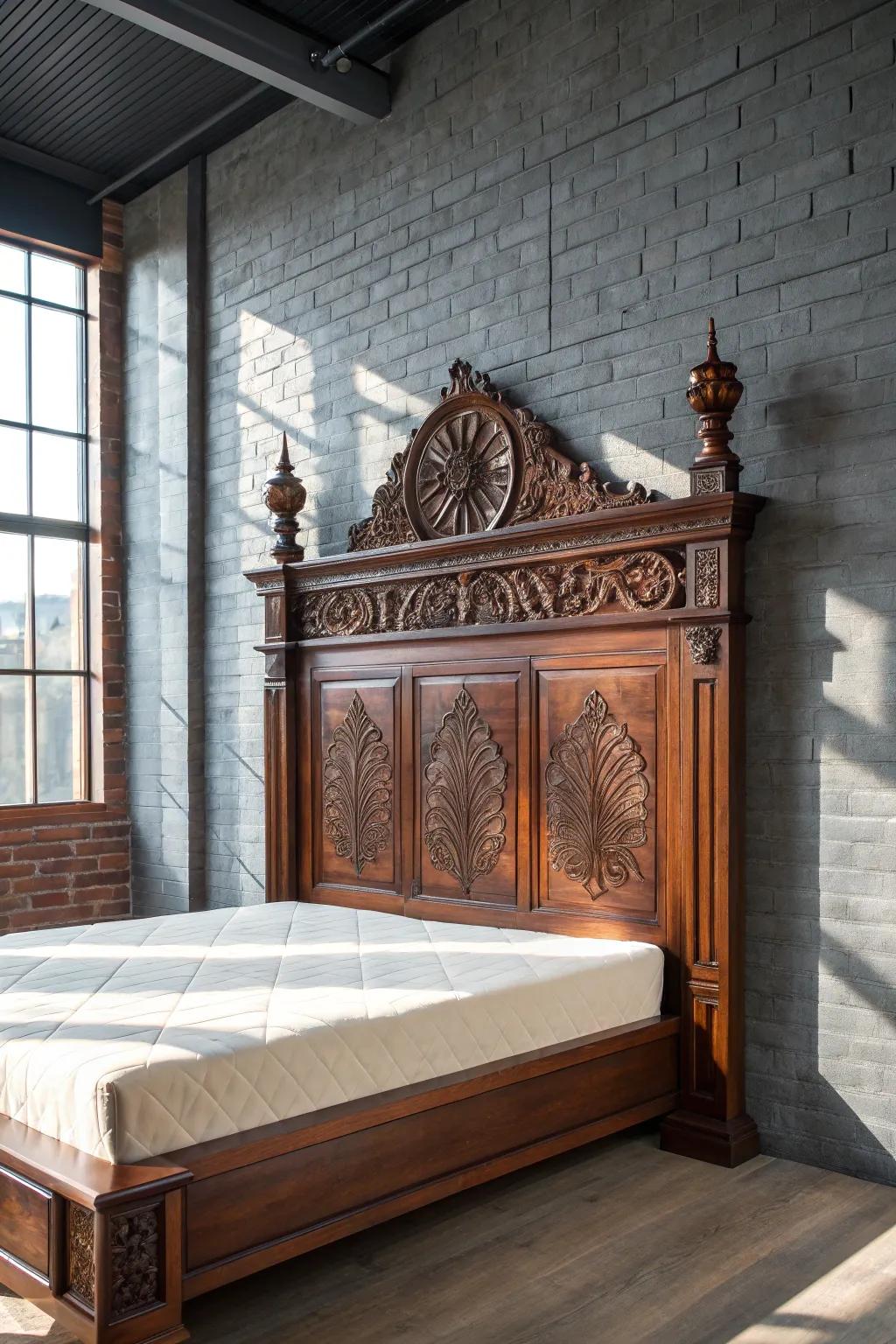 Elevate your bedroom aesthetics with a freestanding headboard that embodies craftsmanship and style.