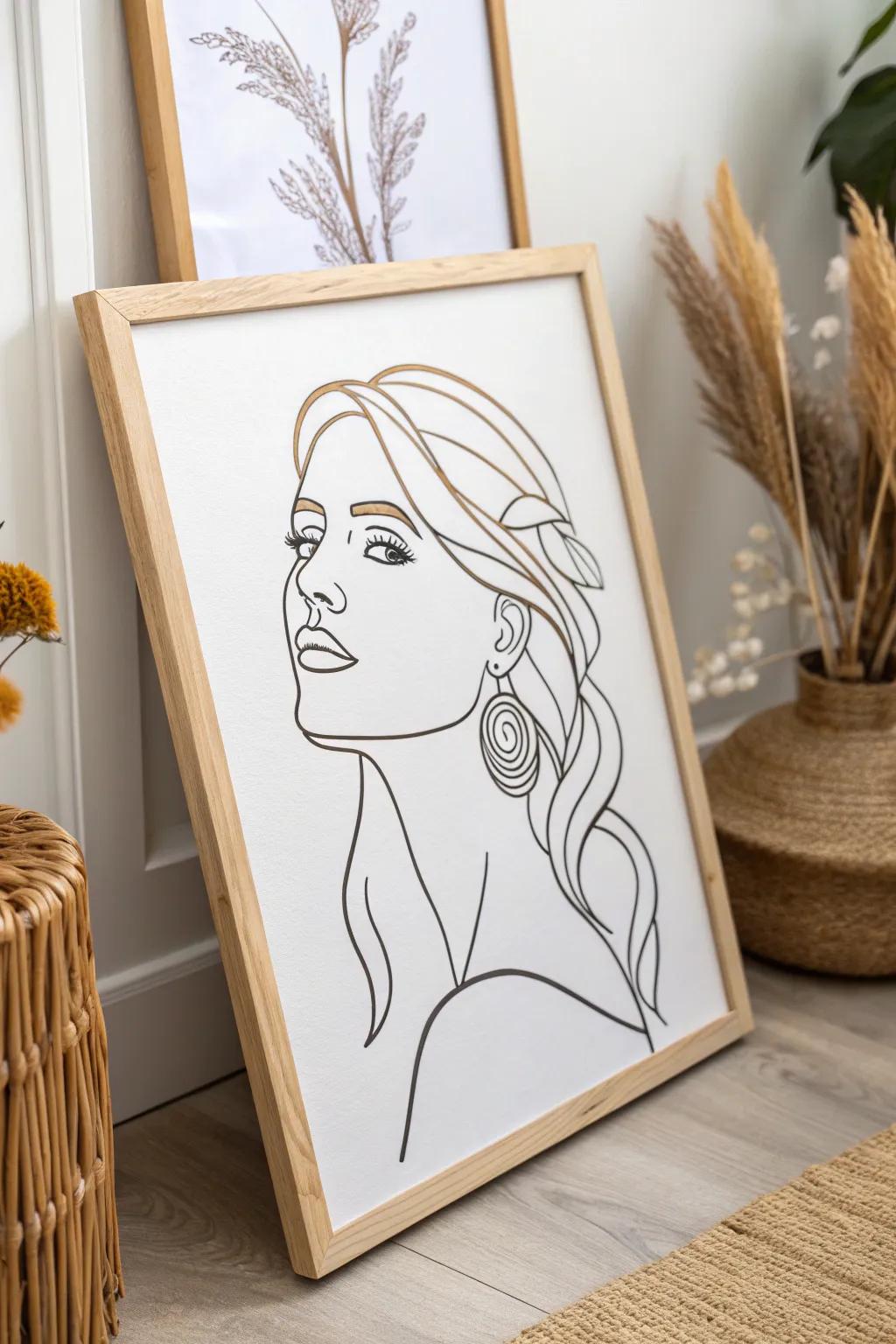 Capture the essence of beauty with minimalistic lines - a perfect blend of Scandinavian simplicity and Boho charm.