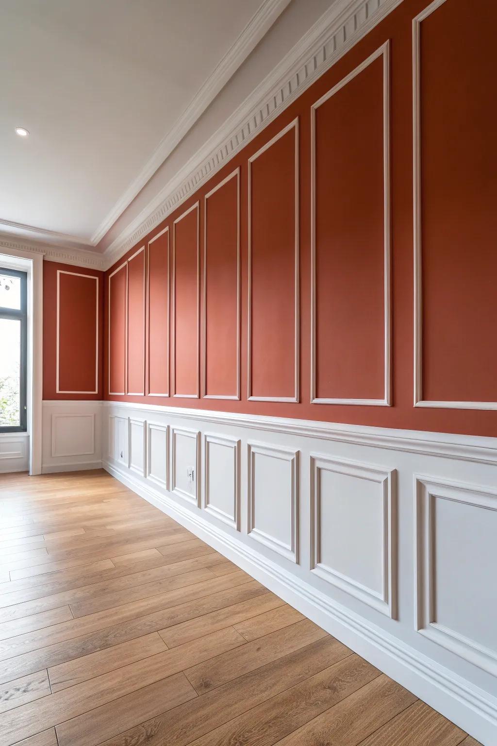 Full-height panel moulding adds instant height—clean lines, bold color, and crafted detail.