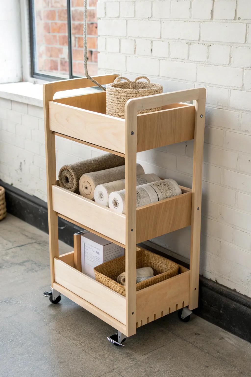 Roll-out bin cart: grab supplies fast, keep the makerspace calm, clean, and beautifully organized.