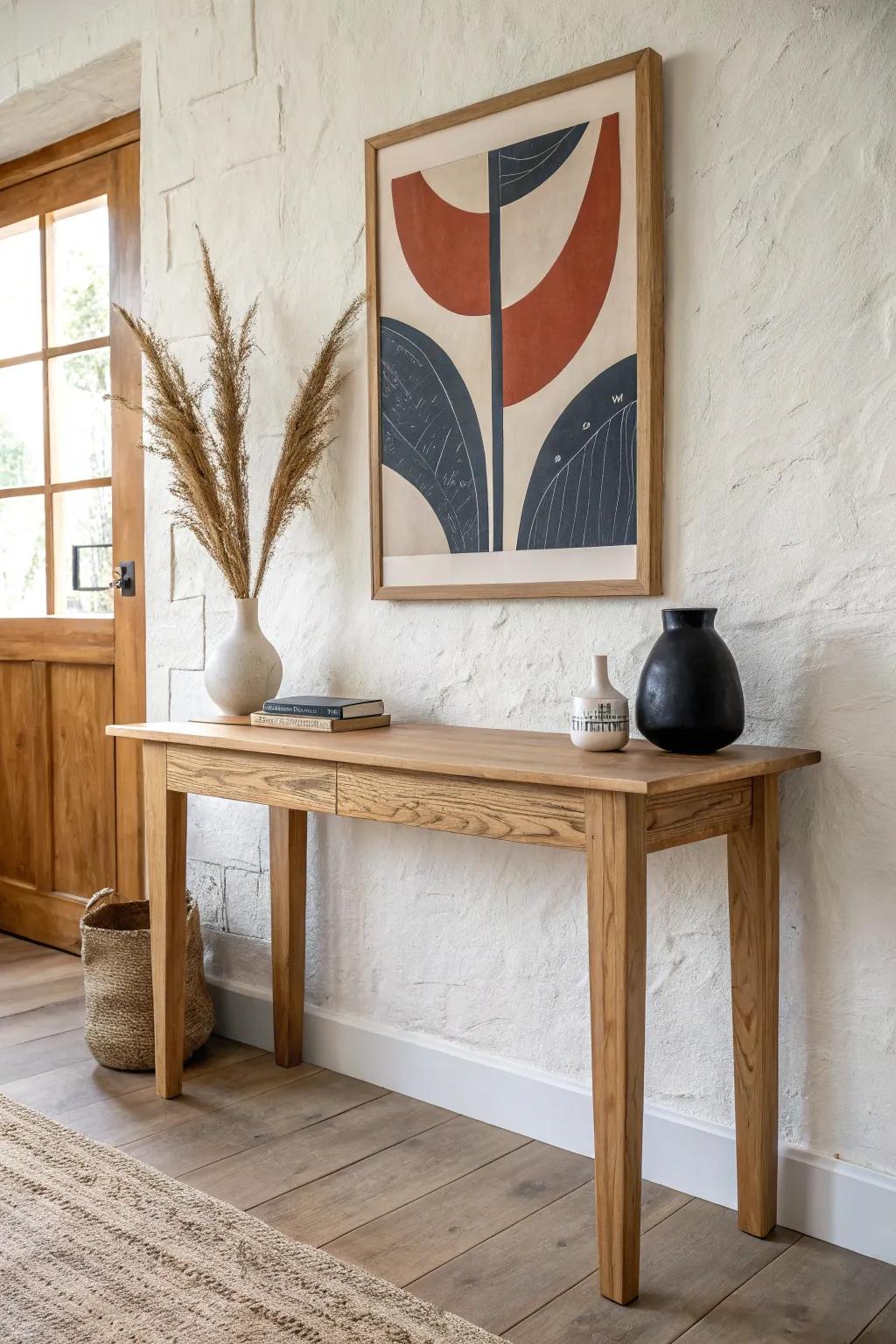 Lean one oversized artwork for an easy studio vibe—minimal, bold, and instantly swappable.