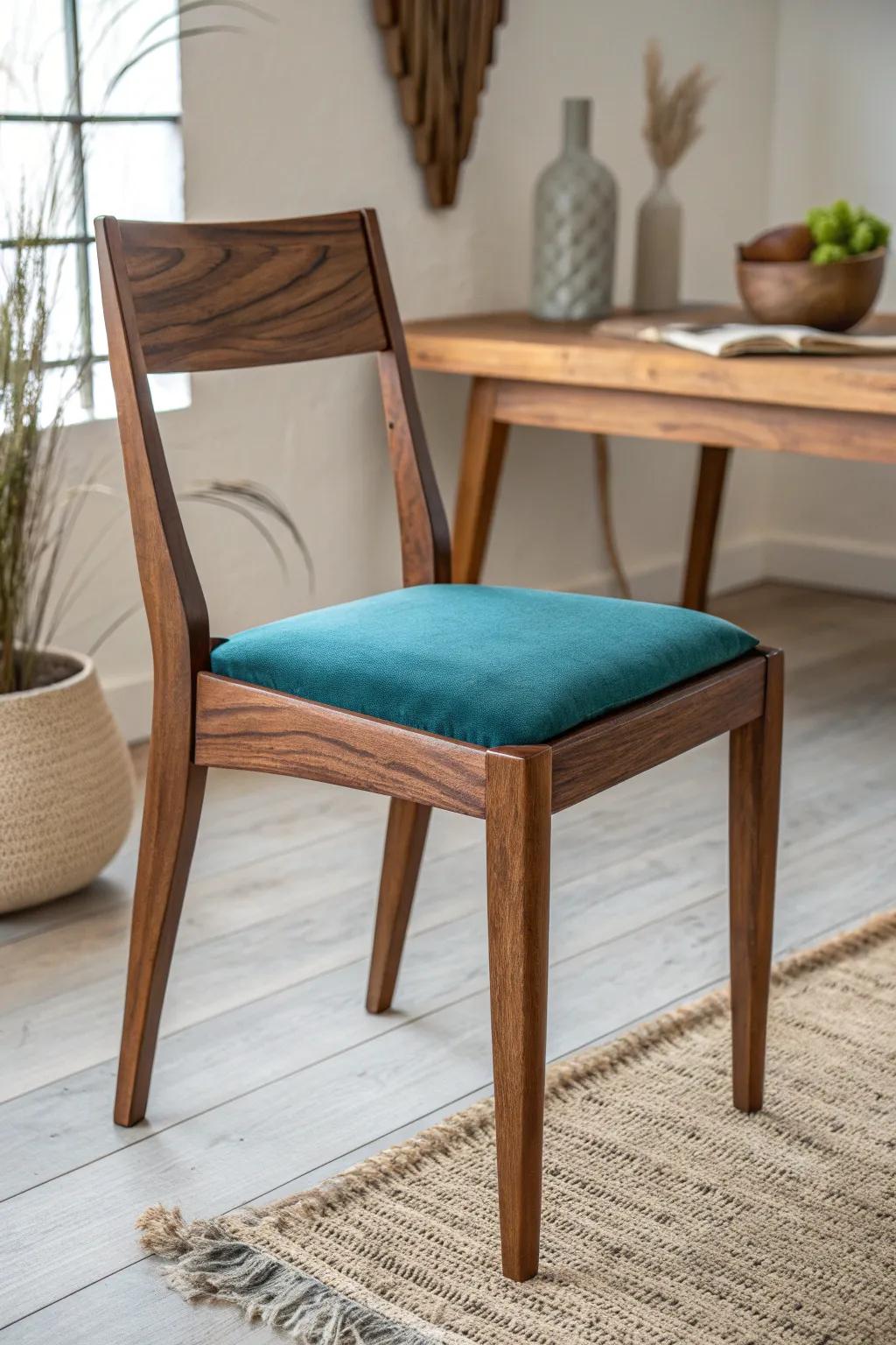 Mix chair-back styles, keep one warm stain—instant cohesive Scandinavian dining set.