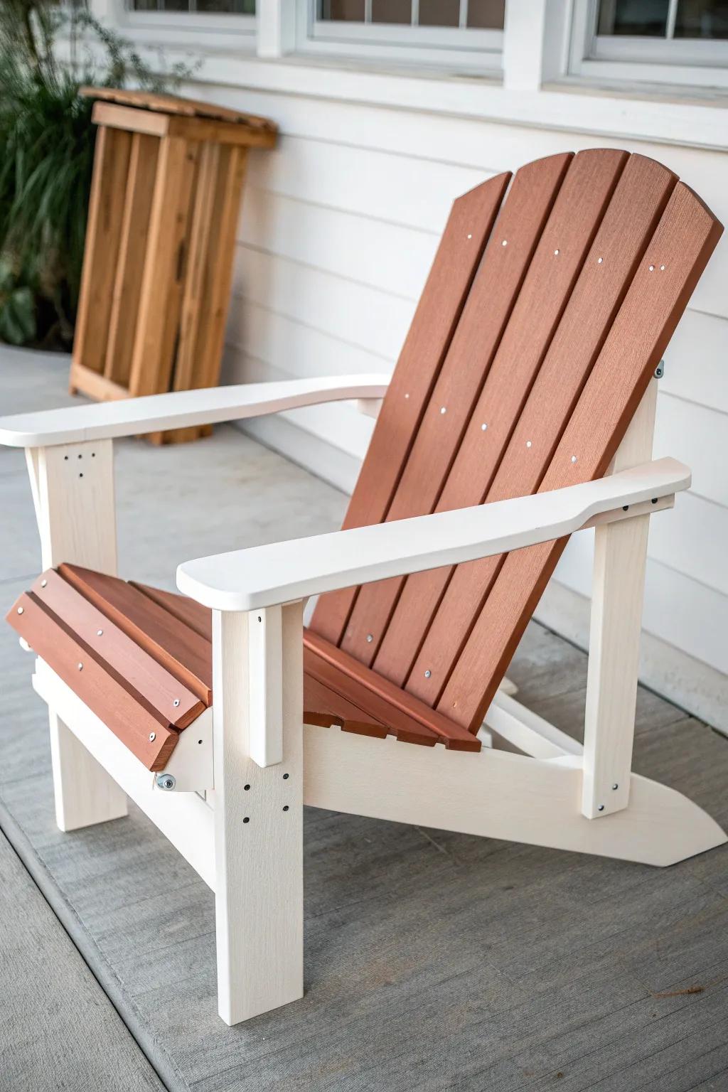 Two-tone frame and slats make this painted Adirondack chair look custom—simple, bold, beautiful.