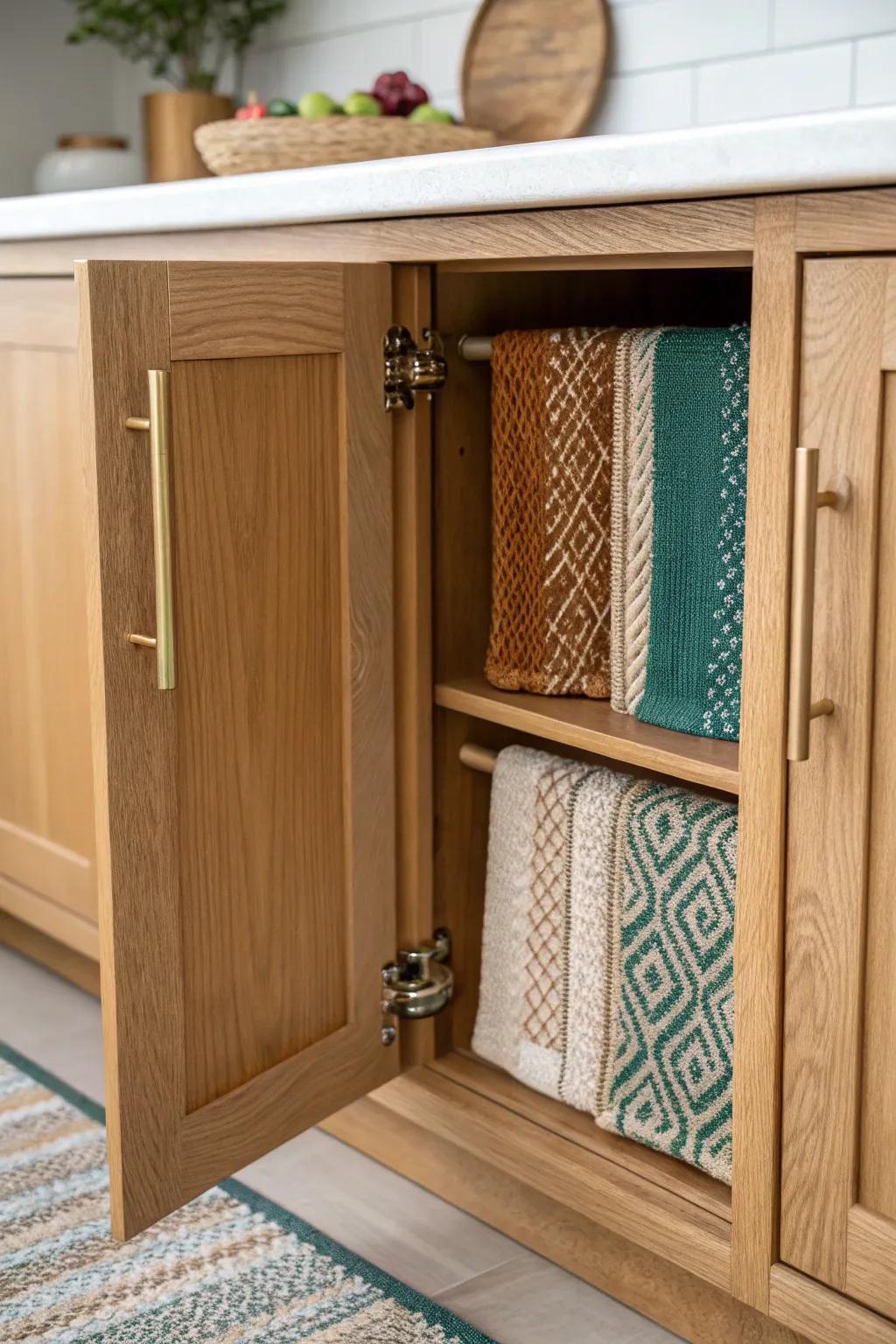Discover hidden elegance: Transform cabinet doors into chic storage for your placemats.