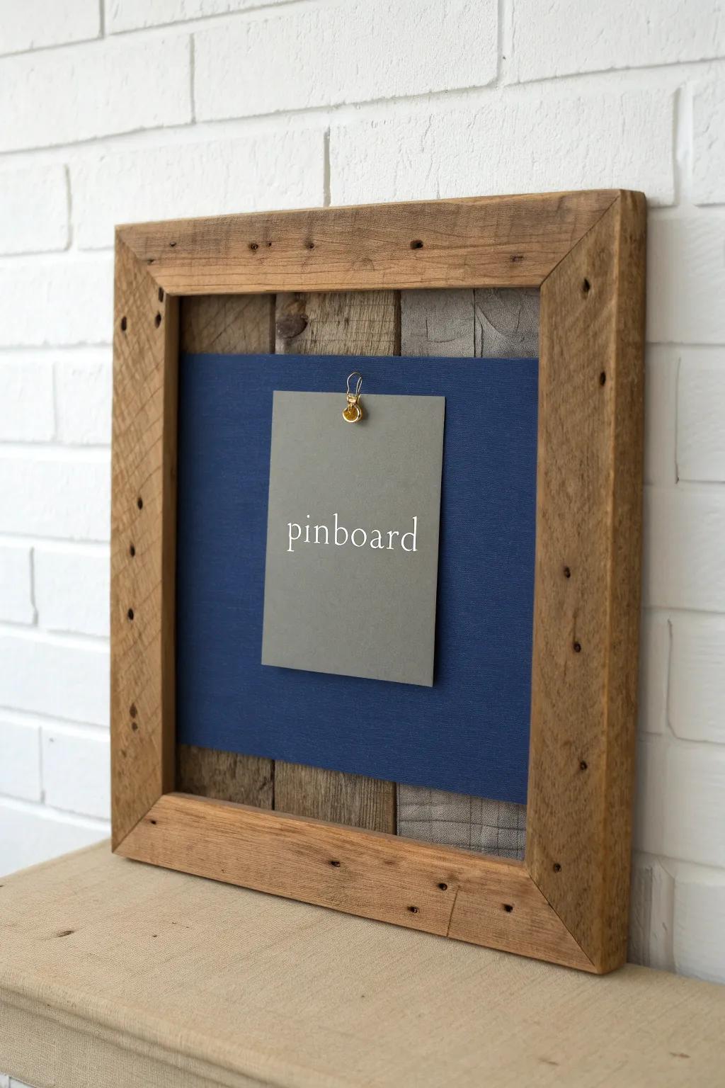 Barn-wood border trim gives any bulletin board instant rustic charm—knots, nail holes, and all.