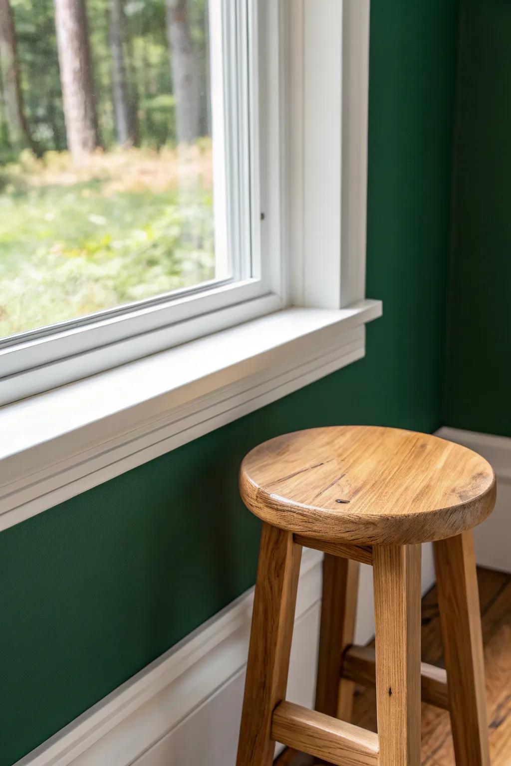 Custom look in a weekend: crisp window casing with a real stool and apron, painted bright.