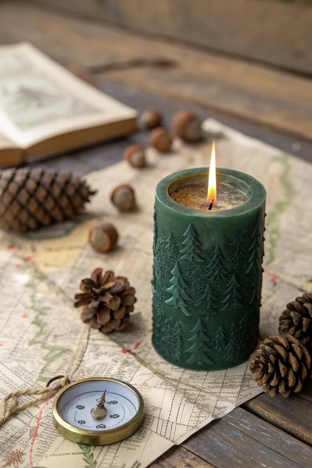Embrace the wilderness at home with this adventure-themed candle, perfect for the nature-loving explorer.