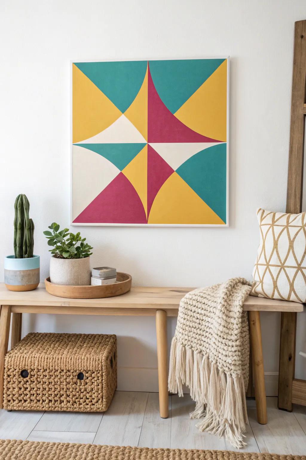 Transform your space with bold geometric brights—where minimalist meets vibrant charm.