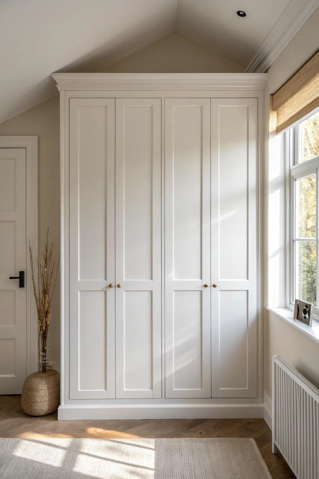 Echo crown molding on your alcove wardrobe for a built-in look that feels original.