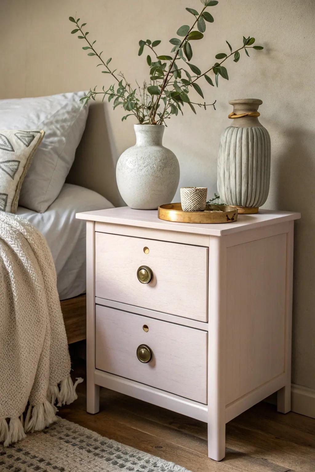 Transform your space with this charming DIY nightstand that blends minimalist elegance with a touch of Boho flair.