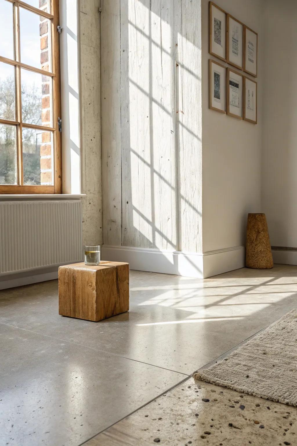 Polished concrete with a satin glow—modern, bright, and effortlessly easy to keep clean.