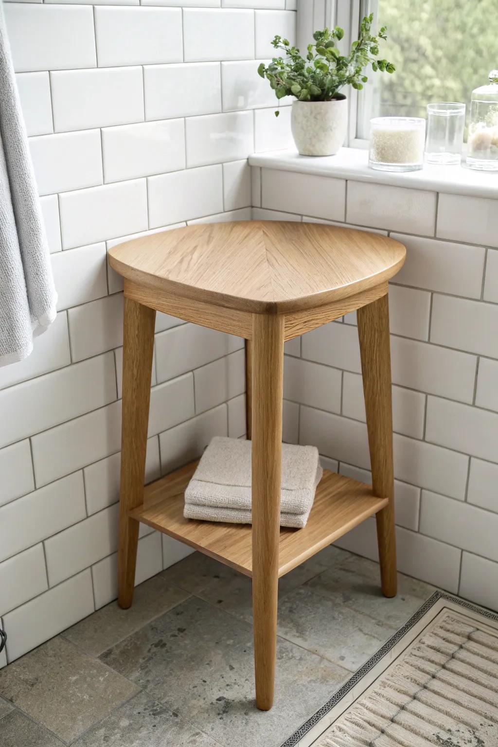 Turn an awkward corner into a warm oak moment—compact, stable, and beautifully minimal.