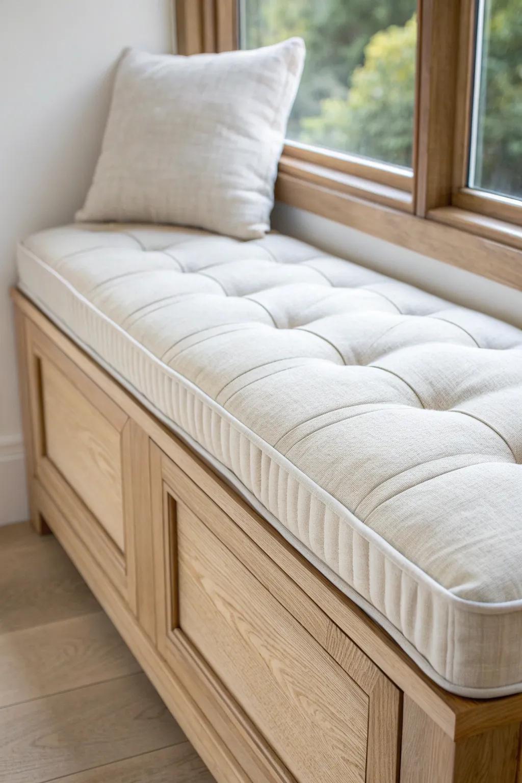 One thick, mattress-like cushion turns a bay window into an all-afternoon reading spot.