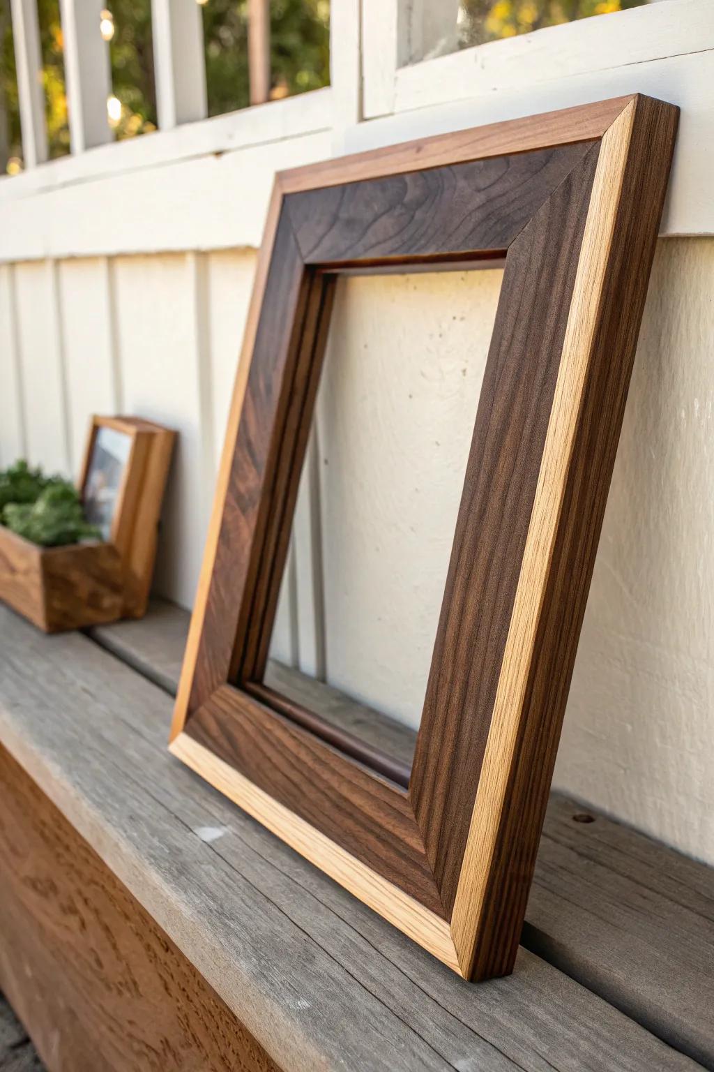 Black walnut frame with a sapwood edge—handmade contrast that turns photos into gallery pieces.