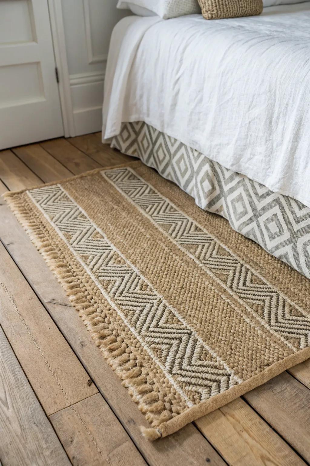 Jute base + geometric topper for that cozy boho farmhouse “collected” look.
