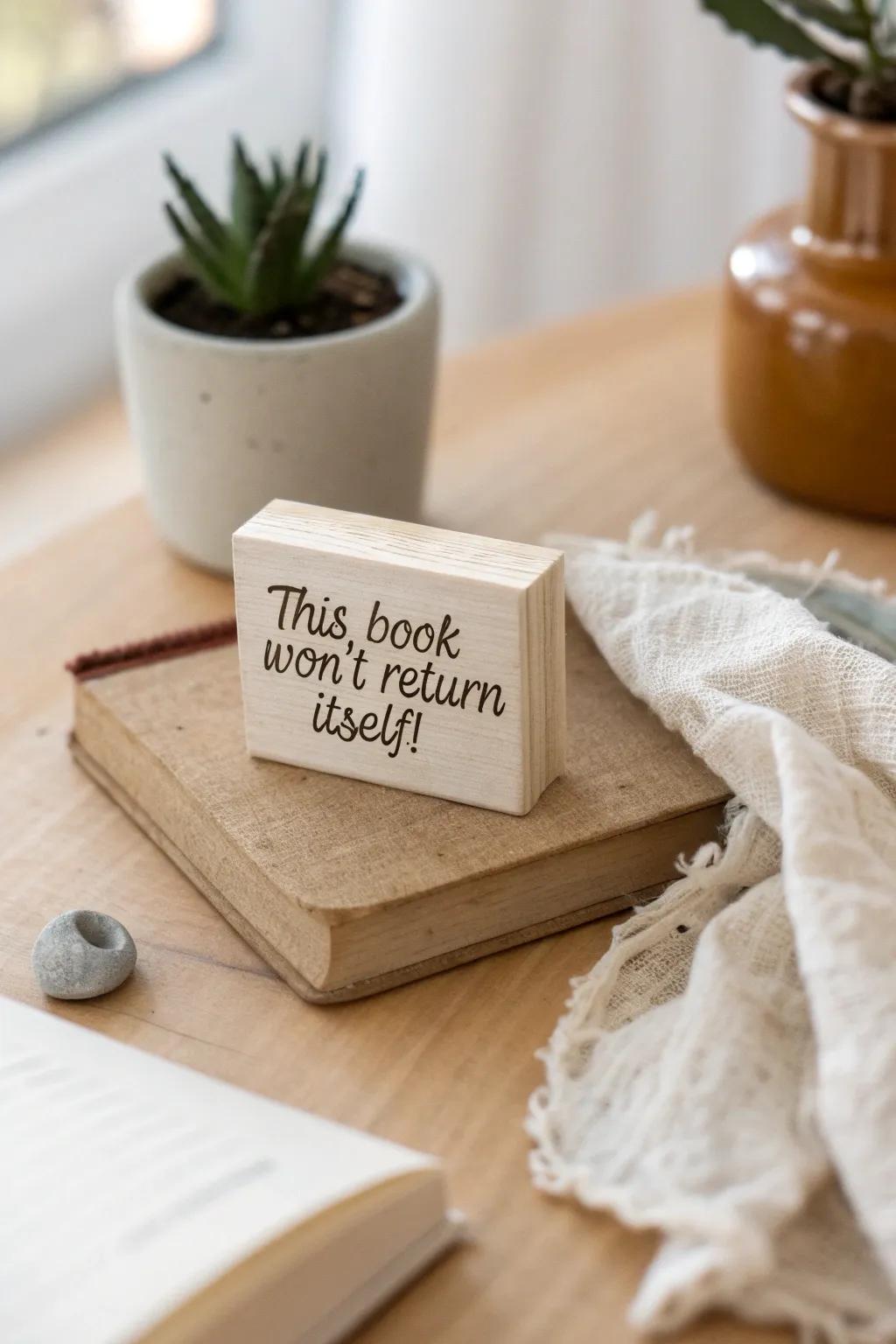 Add charm to your library with a custom book stamp that speaks volumes!