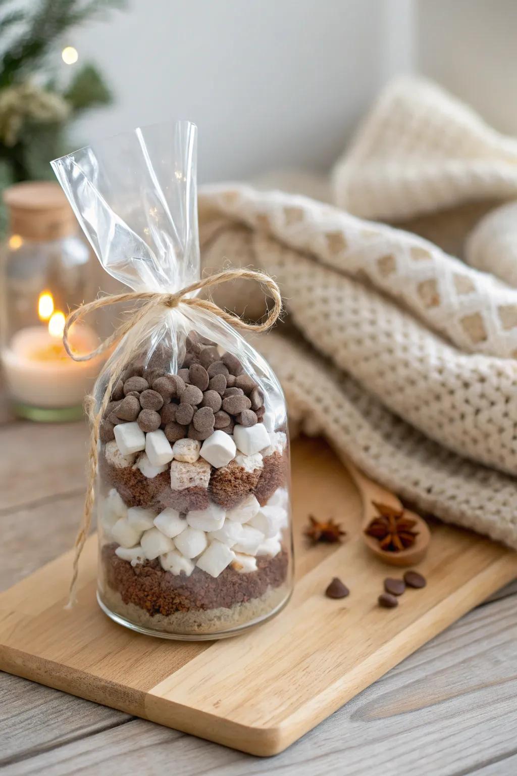 Warm up your winter evenings with this beautifully layered hot cocoa treat bag.