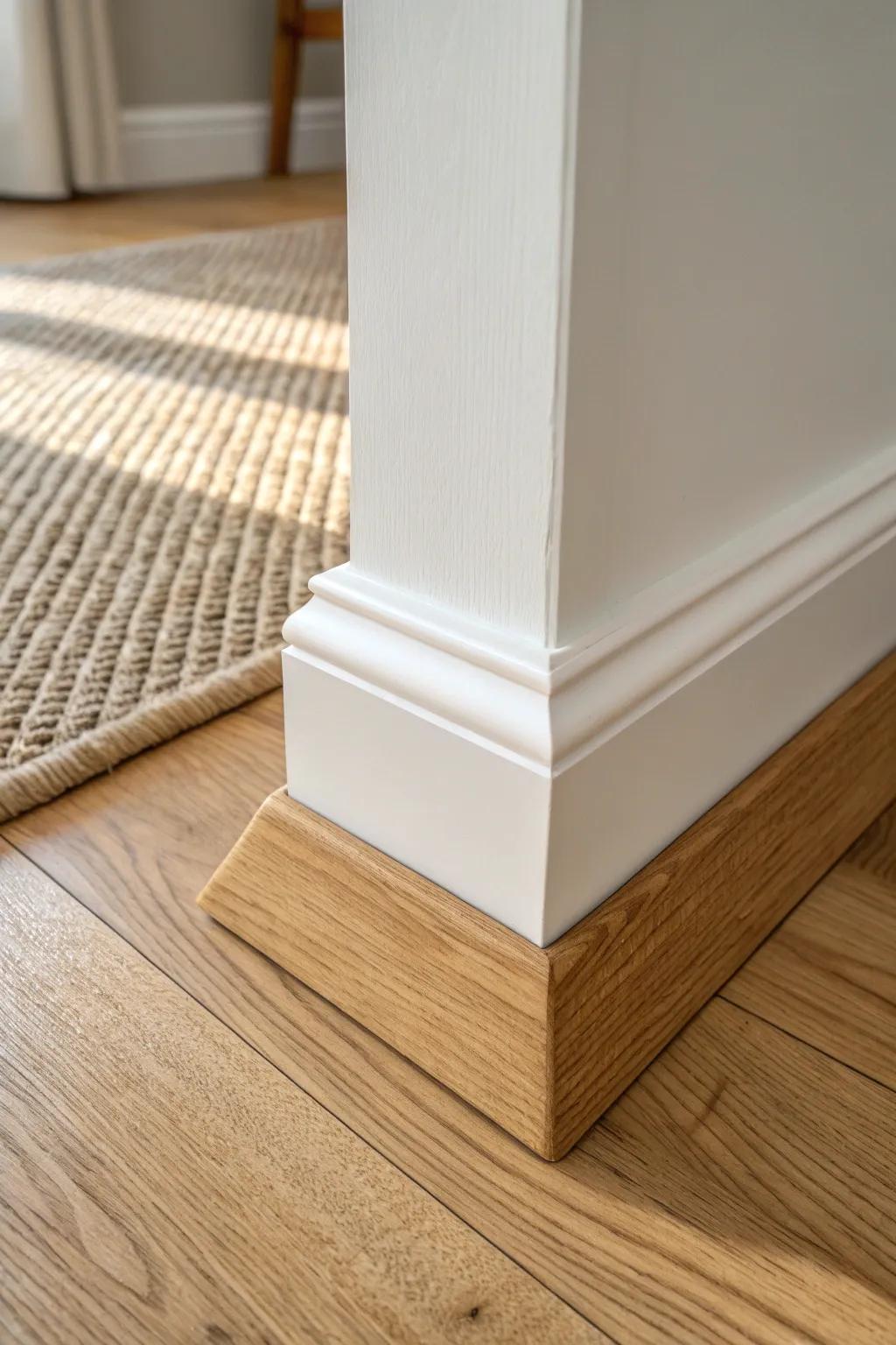 Shoe molding adds a polished finish—hiding floor gaps and making baseboards look pro.