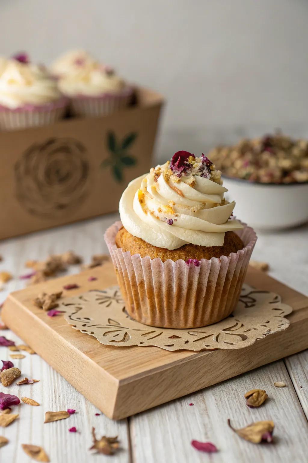 Elevate your cupcake crafts with layered textures for an artisan touch.