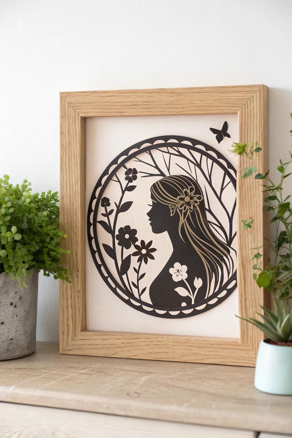 Discover the beauty of simplicity with framed silhouette art, where every outline tells a story.