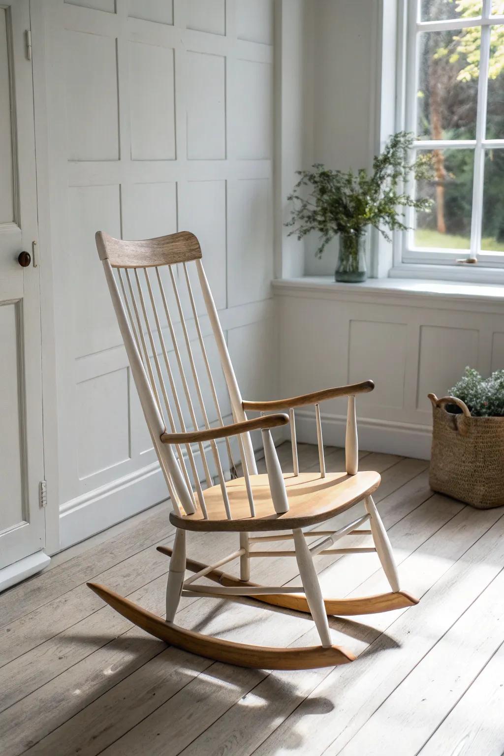 Two-tone paint meets natural wood—turn worn legs into a chic designer contrast feature.