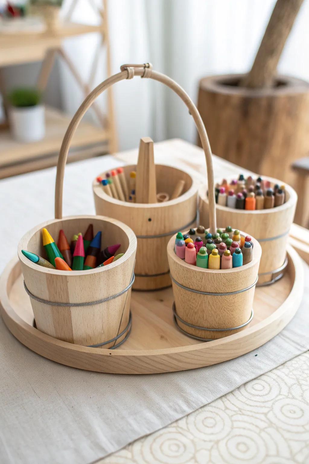 Add a playful twist to organization with this charming Lazy Susan crayon holder!