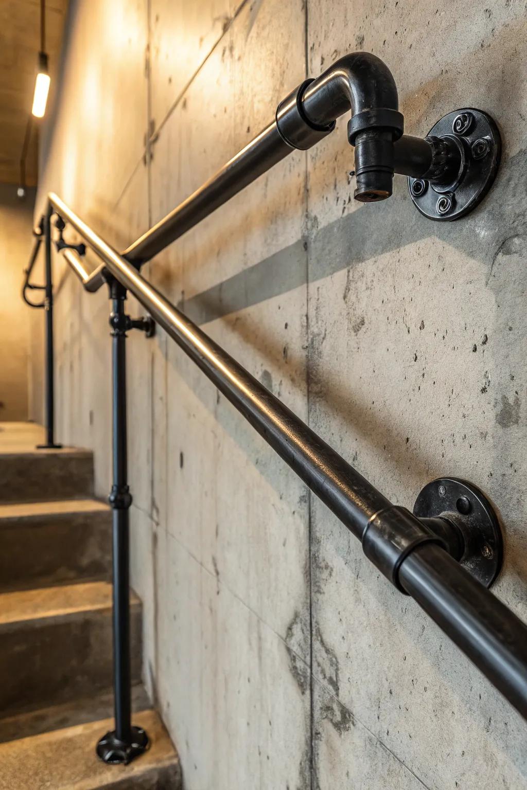 Elevate your space with custom industrial pipe handrails – where style meets strength.