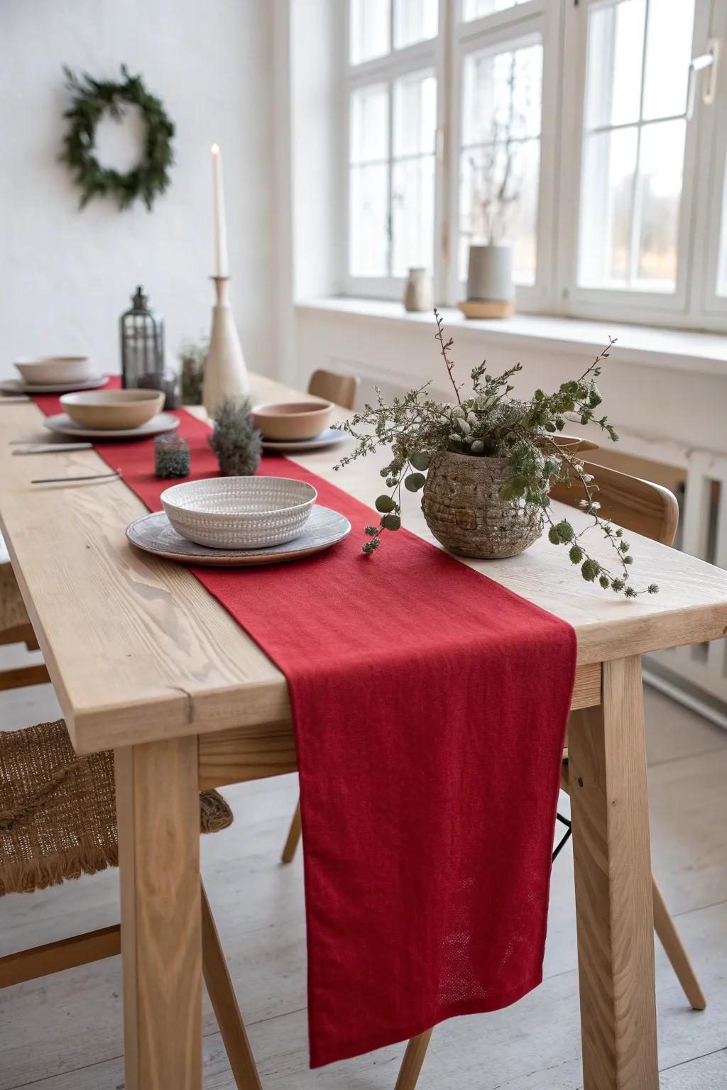 Transform your dining experience with a touch of Hollywood glamour using a simple red carpet table runner.