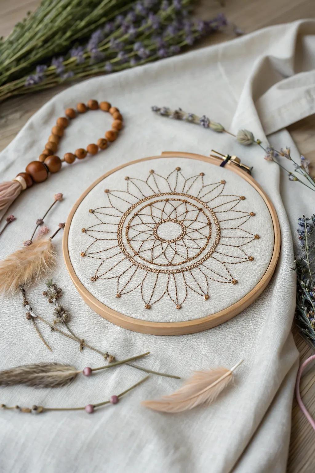 Embrace the Circle of Creativity: Where minimalist design meets boho charm in every stitch.