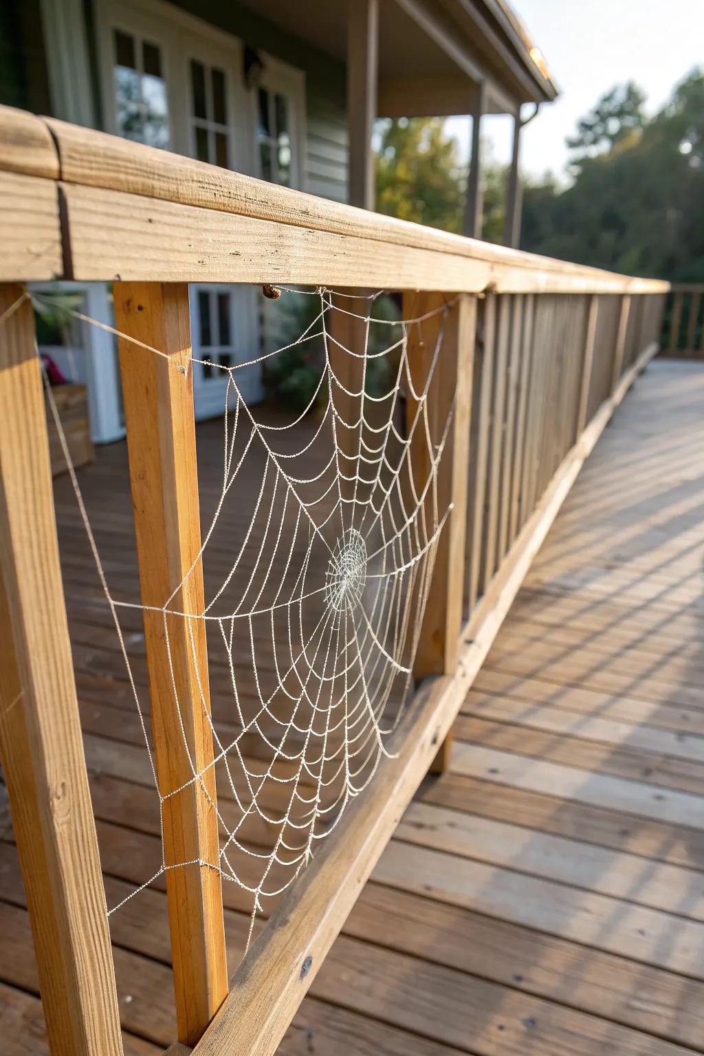 Transform your porch into a spellbinding scene with charming minimalist spiderwebs.