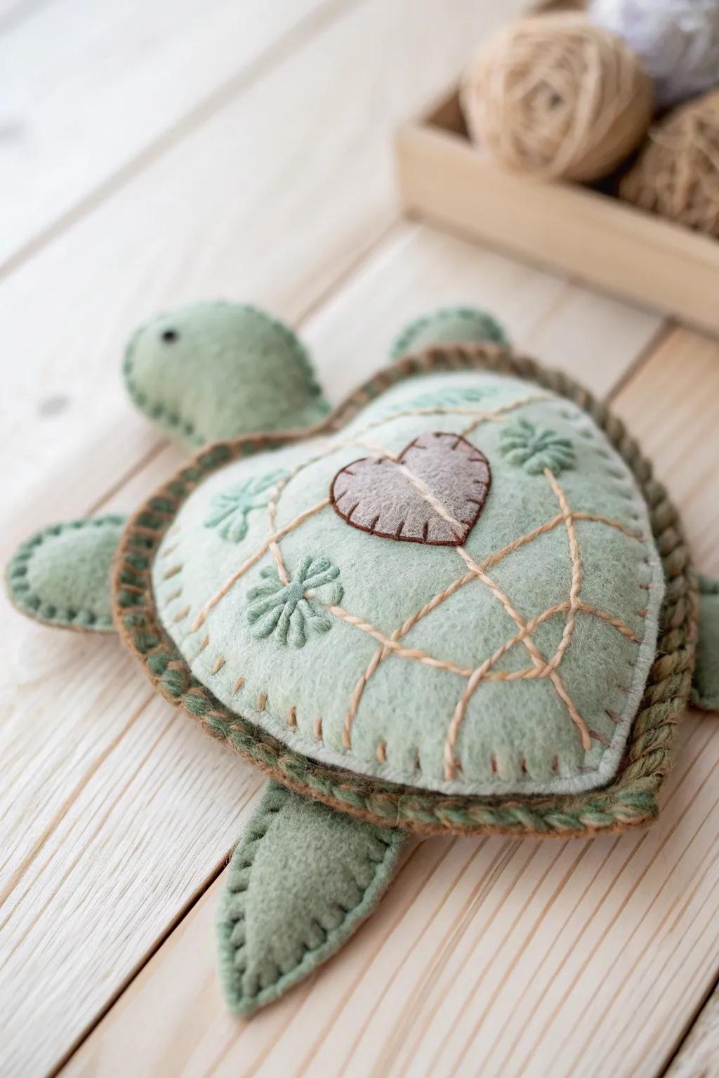 Crafting joy with nature's touch: Heart-shaped turtle magic!
