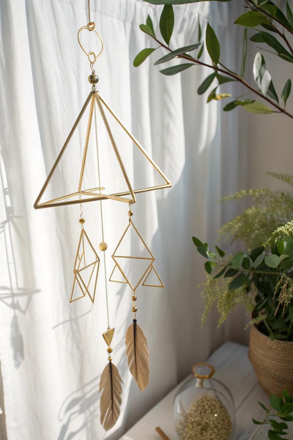 Elevate your space with the effortless elegance of a handcrafted geometric mobile.