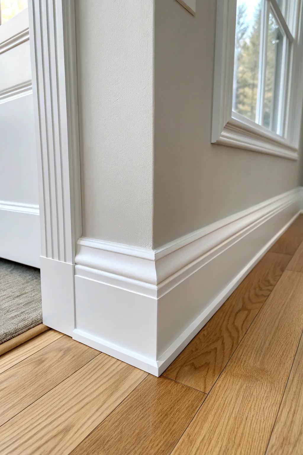 Tall 7-inch baseboards with a simple cap add quiet colonial elegance to any room.