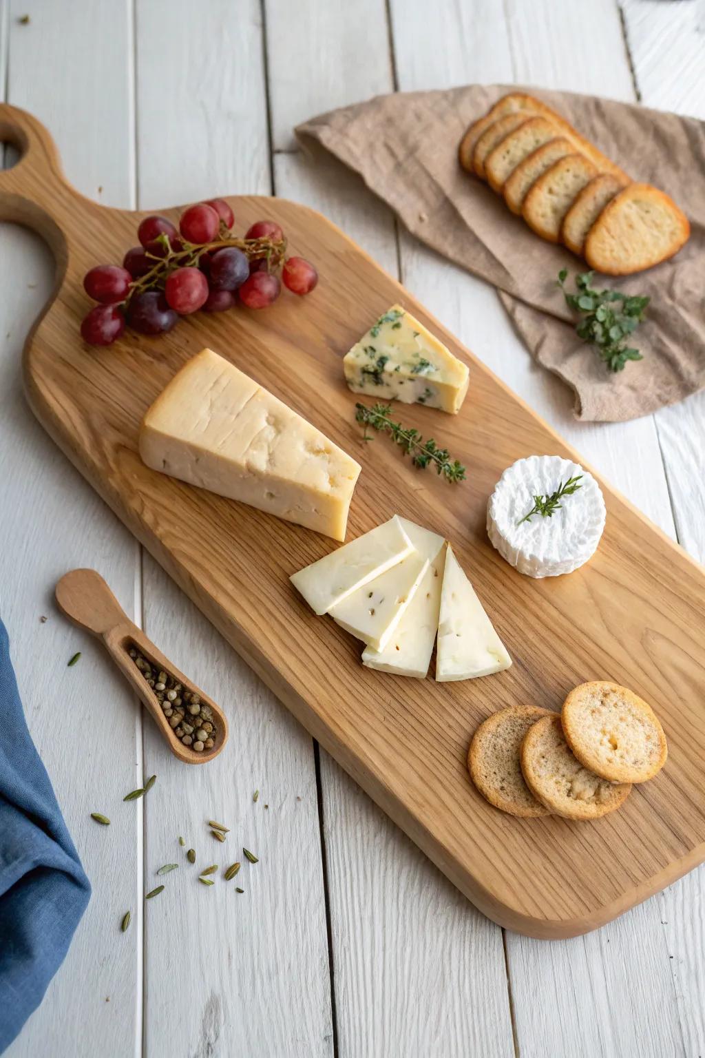 Start your large board with 5 cheese anchors—odd numbers make the layout feel effortless.