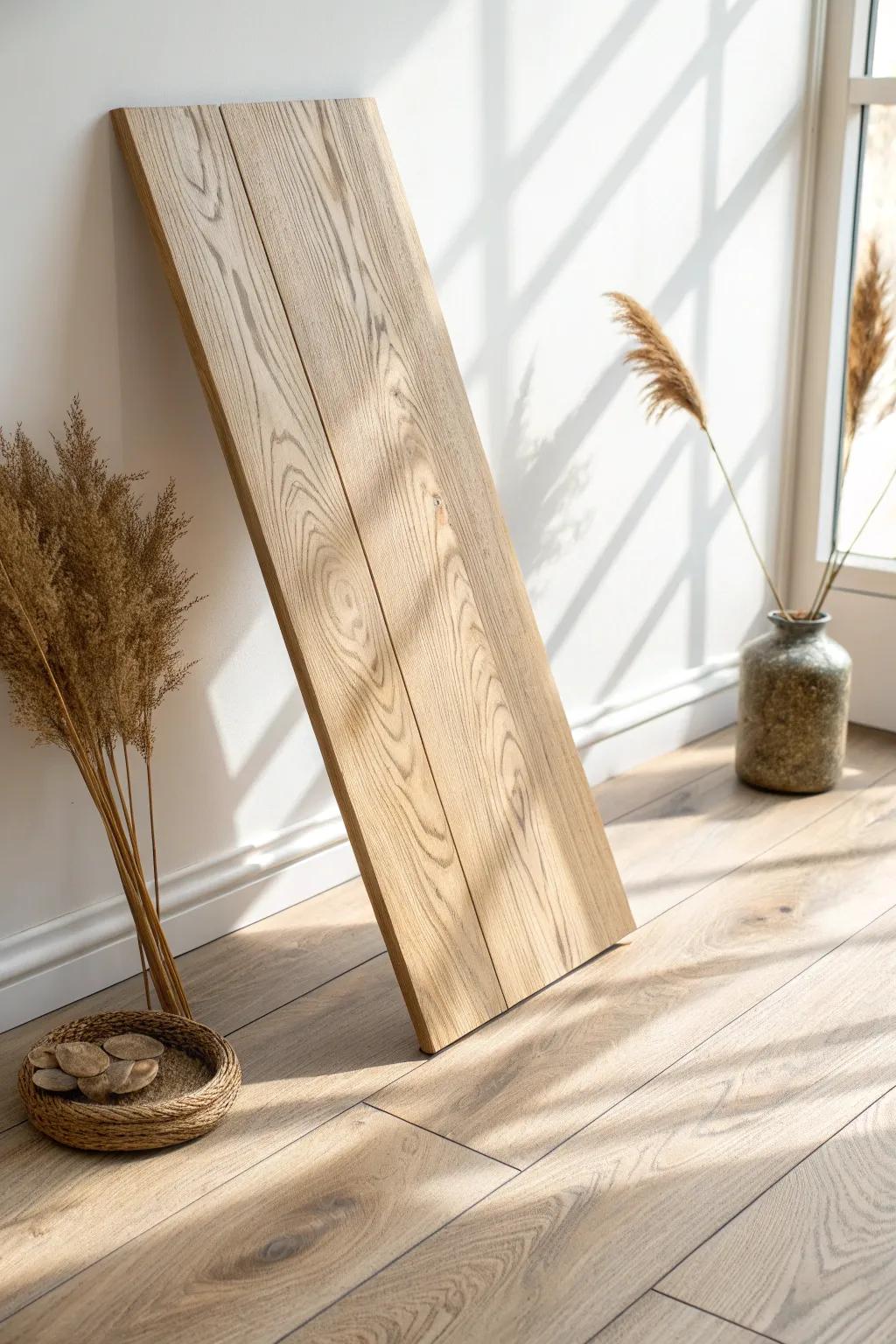One seamless oak floor unifies kitchen, dining, and living areas for an open, airy mobile home.