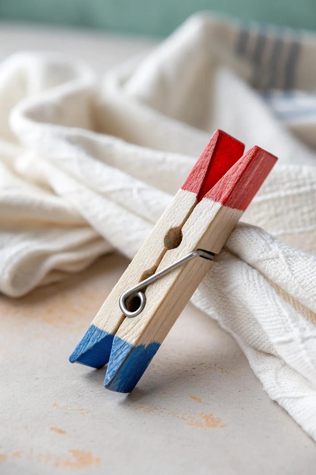 Celebrate in style with elegantly painted patriotic clothespins, perfect for adding a touch of festive charm to your decor.