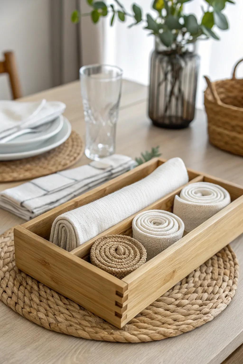 Neat and Chic: Elevate your dining space with this minimalist placemat holder.