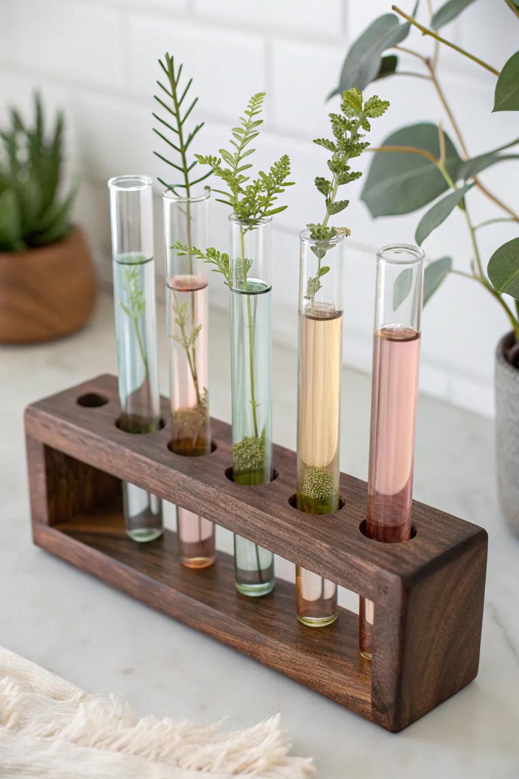 Transform an old cigar holder into a chic propagation station with a splash of color and natural beauty. #UpcycledElegance #ScandiBohoStyle