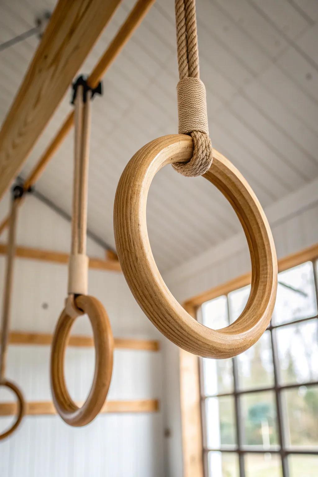 Insulated walls and ceiling keep a pole barn gym cozy—so your rings get used year-round.