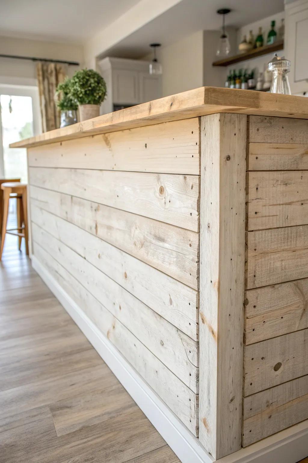 Reclaimed shiplap adds rustic soul—knots, nail holes, and warm texture that feel truly lived-in.