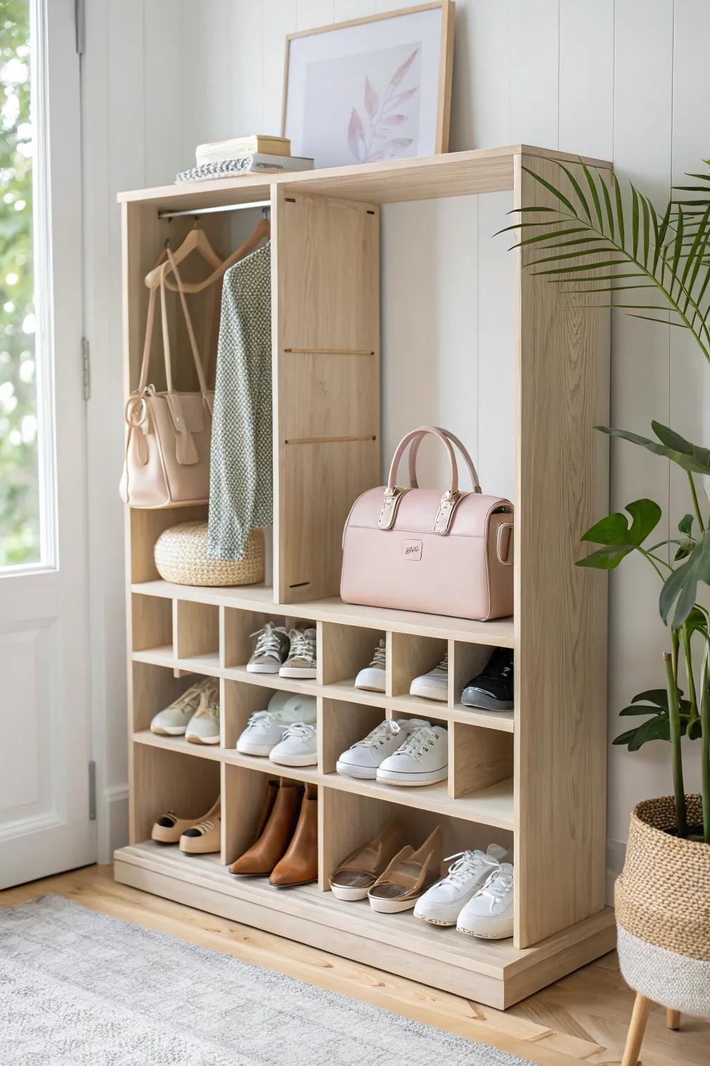 Transform your closet into a sanctuary of style and simplicity with this elegant organizer. #ScandinavianStyle #BohoChic