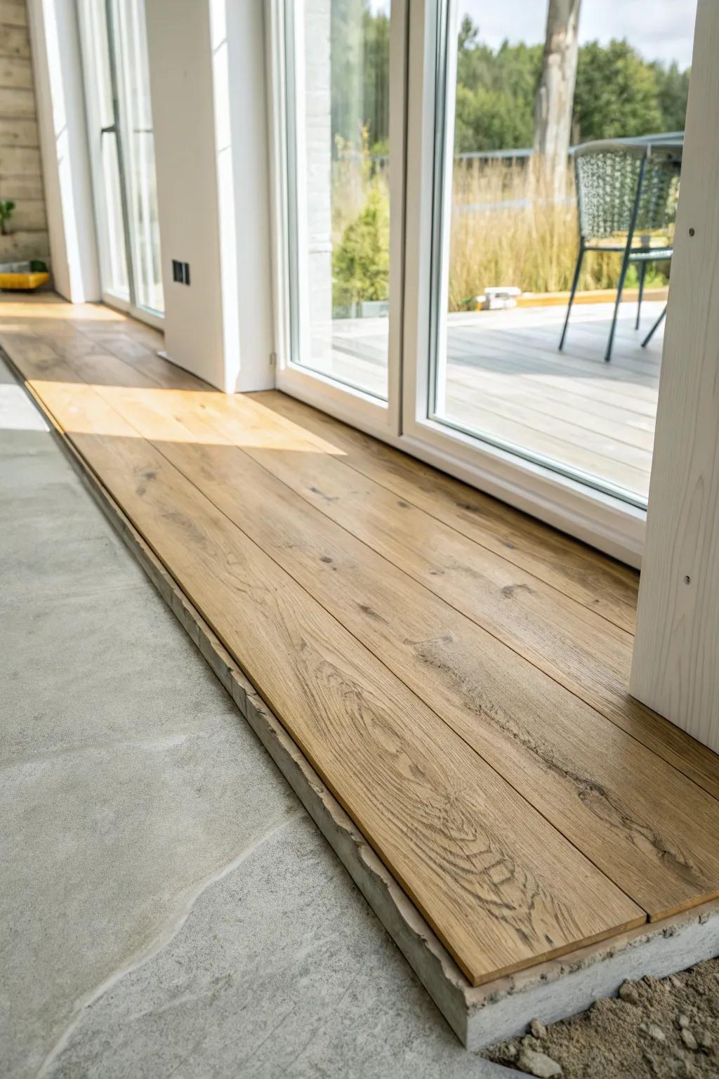 Floating vinyl plank over concrete: add a moisture barrier for a sunroom floor that lasts.