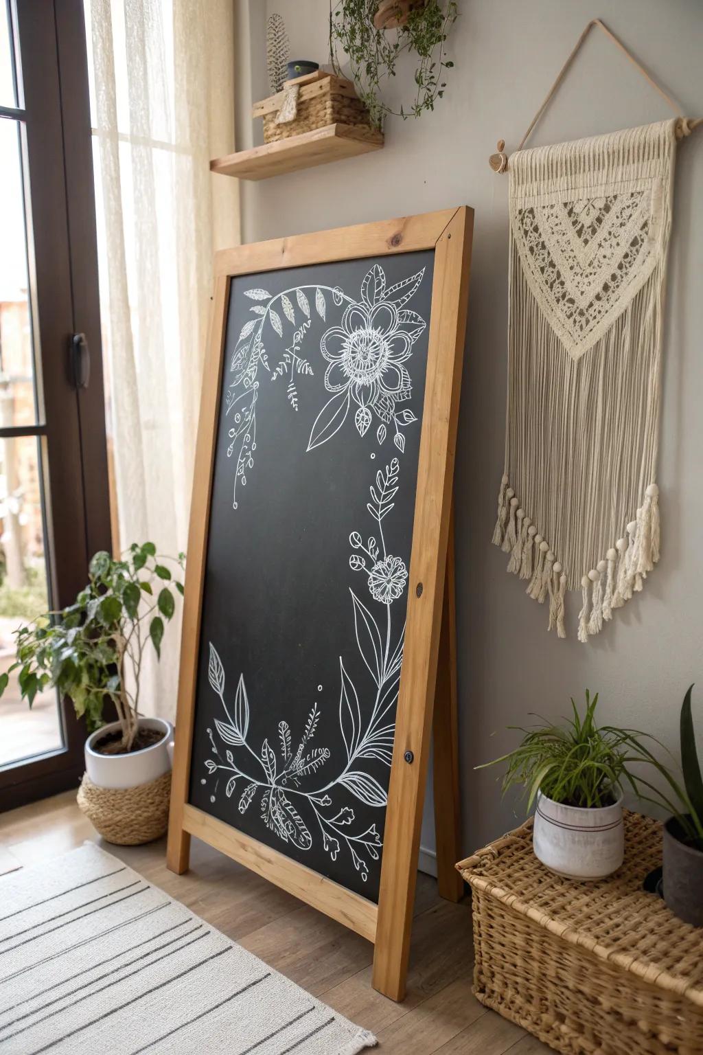 Embrace creativity and connection with this minimalist chalkboard art—where every message finds its place.