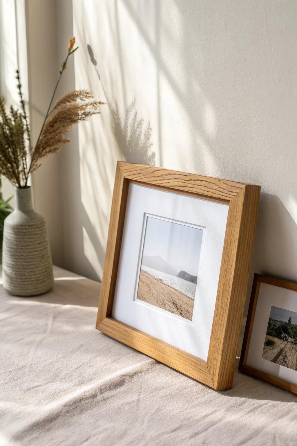 Off-center matting turns a tiny travel photo into a designer-worthy focal point.