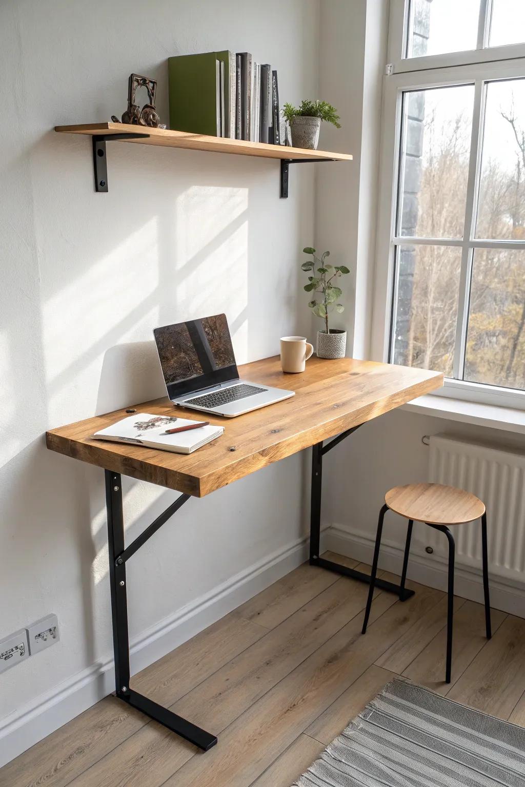 Floating Desk to Keep the Floor Clear