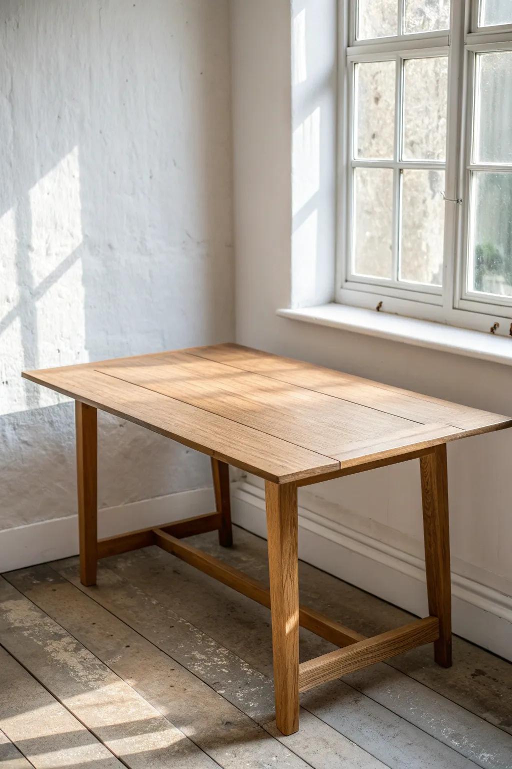 A three-panel dining top transforms your pool table into a warm, minimalist dinner spot.