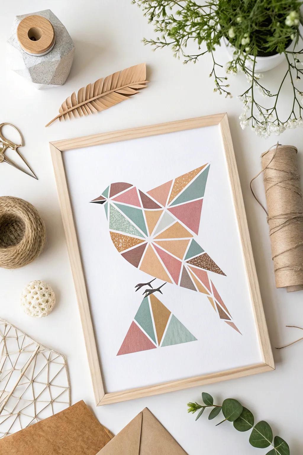 Let your creativity take flight with this stunning abstract bird collage.