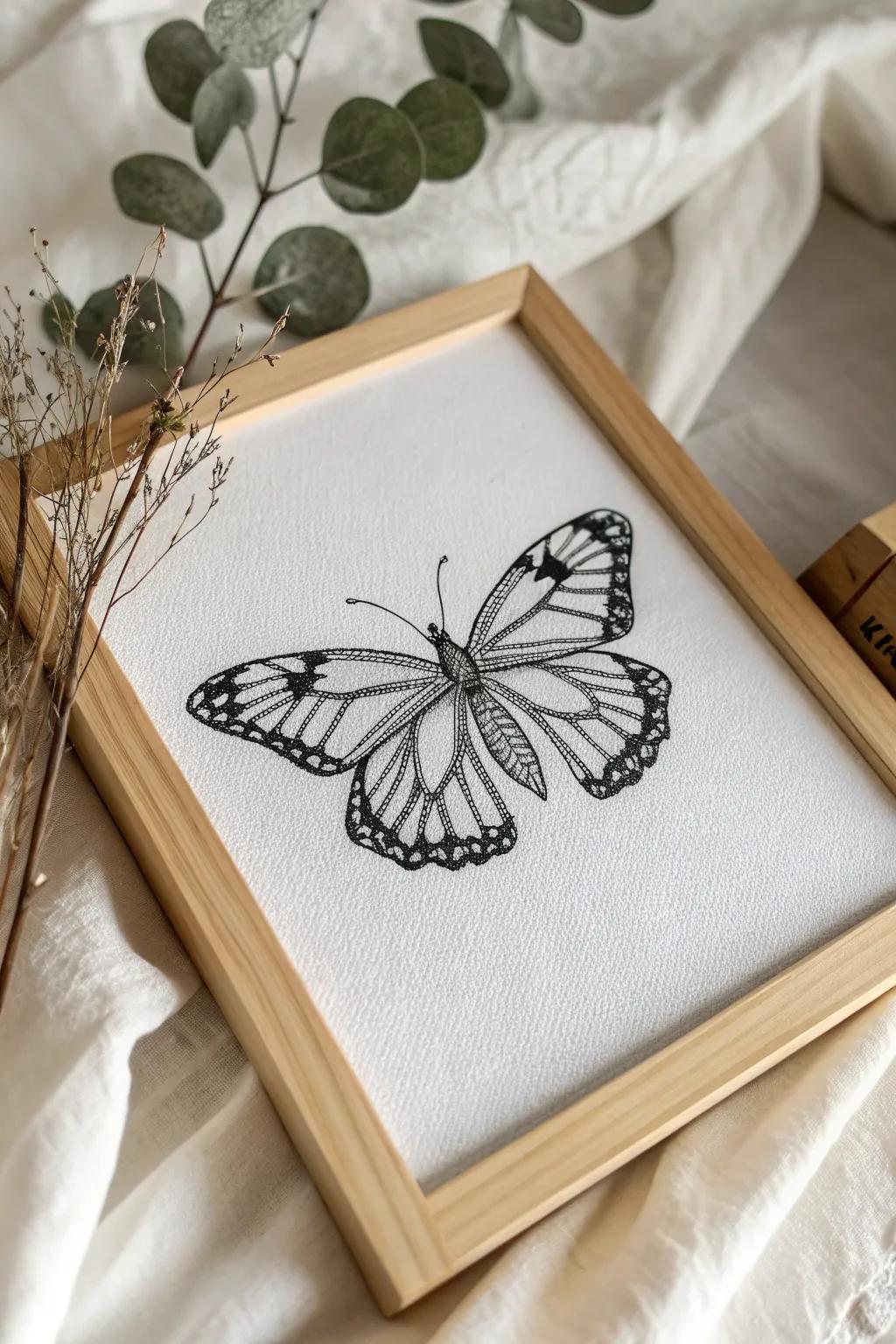 Discover the elegance of simplicity with this beautifully crafted butterfly sketch.