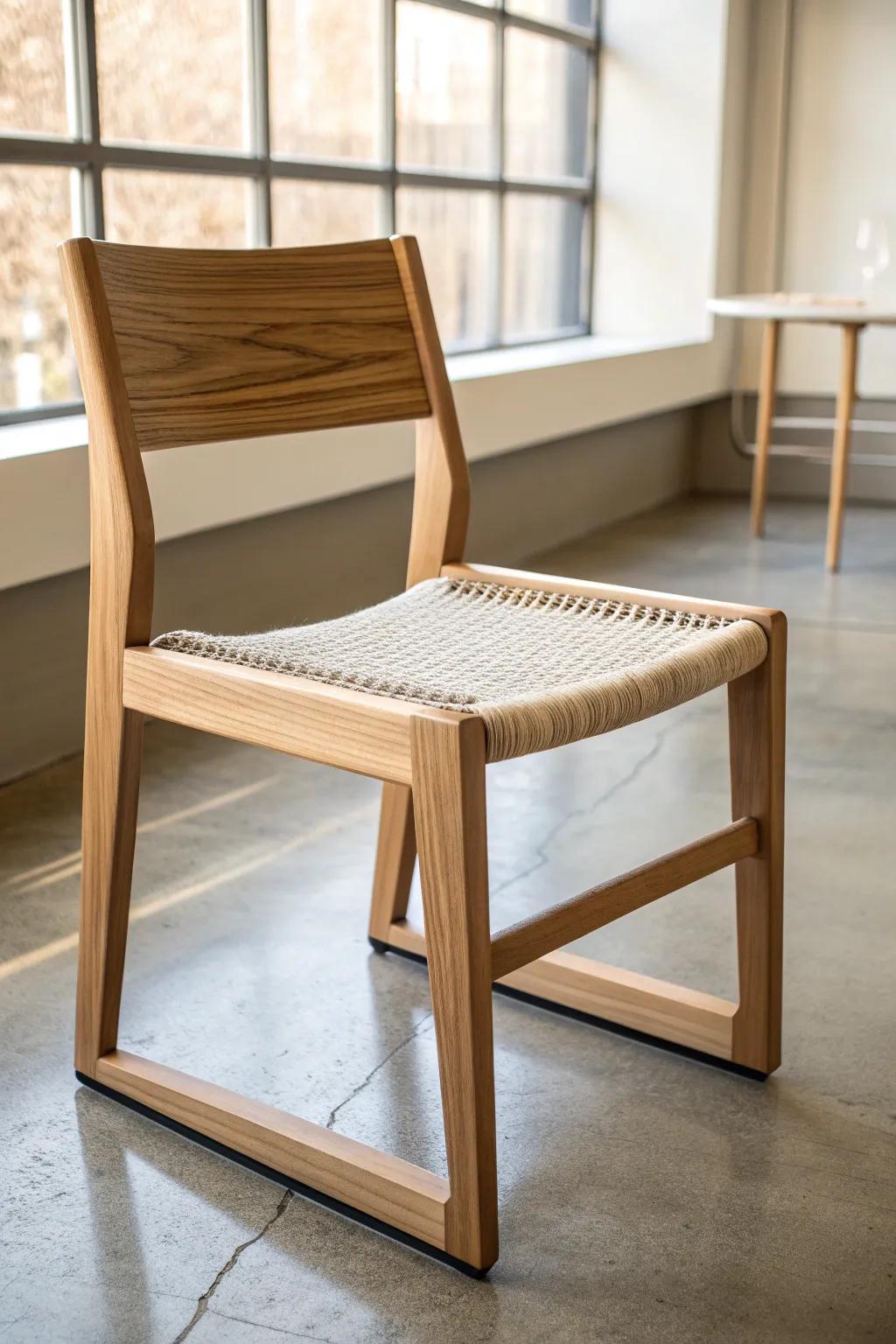 Quiet-glide sled-base chairs: calm break rooms with clean lines, warm wood, and zero scraping.