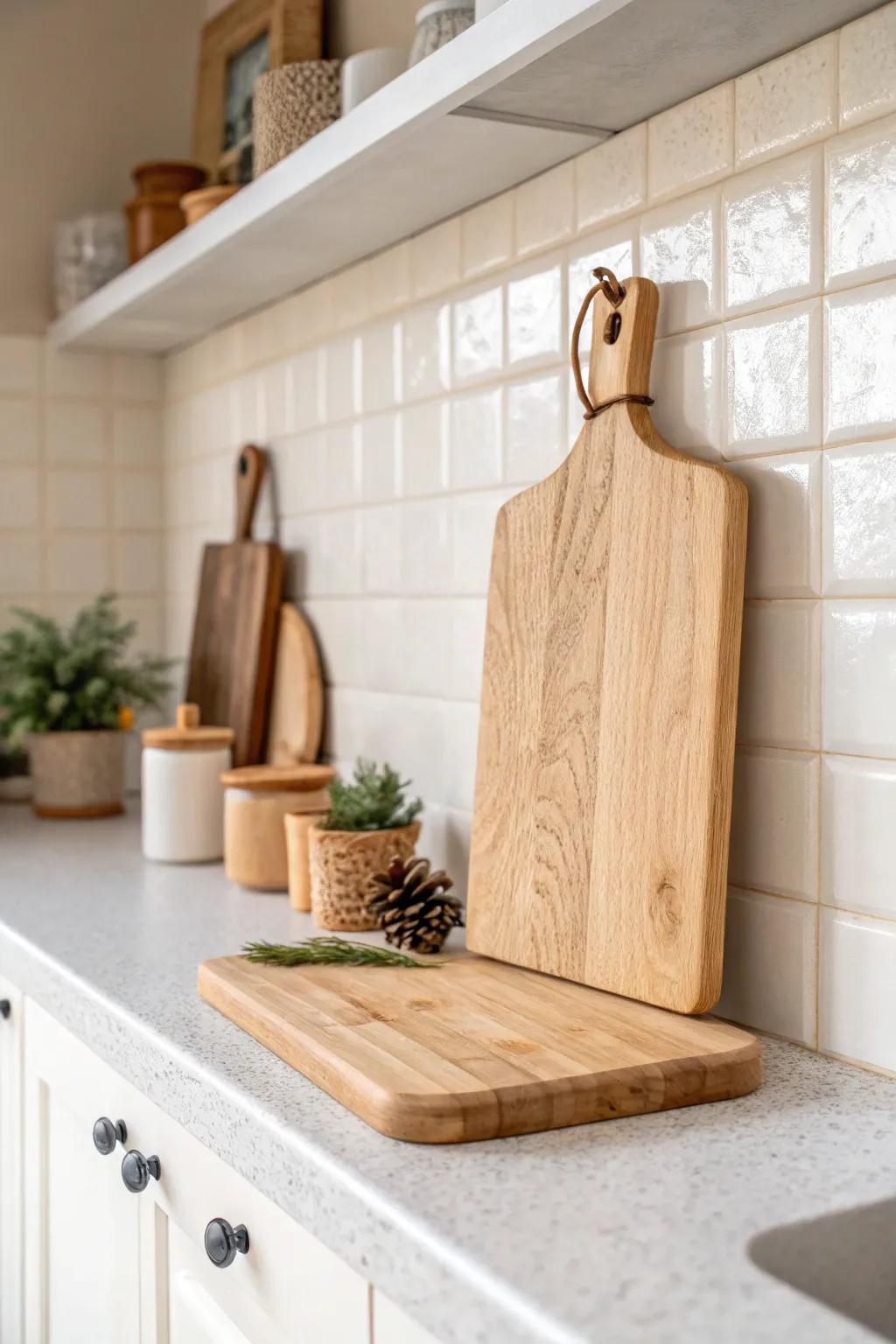 Matte honed travertine softens wood-on-wood cabins—simple, calm, and handcrafted.